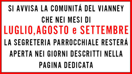 Chiusura estiva segreteria parrocchia Vianney